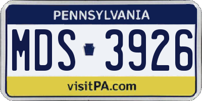 PA license plate MDS3926