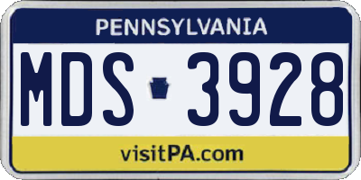 PA license plate MDS3928