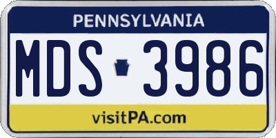 PA license plate MDS3986