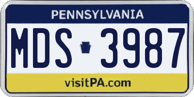 PA license plate MDS3987