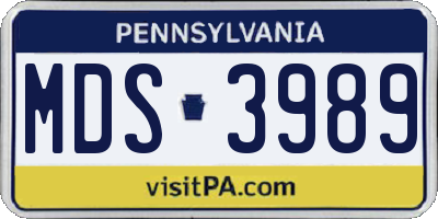 PA license plate MDS3989