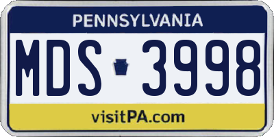 PA license plate MDS3998
