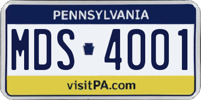 PA license plate MDS4001
