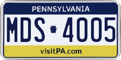 PA license plate MDS4005
