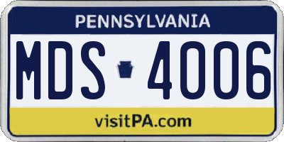 PA license plate MDS4006