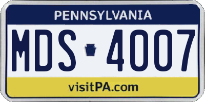 PA license plate MDS4007