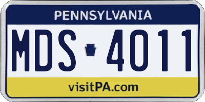 PA license plate MDS4011