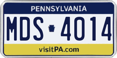 PA license plate MDS4014