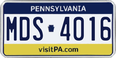 PA license plate MDS4016