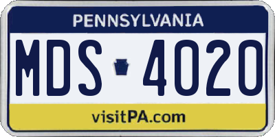 PA license plate MDS4020