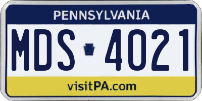 PA license plate MDS4021