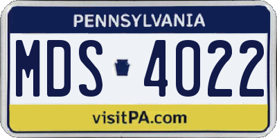 PA license plate MDS4022