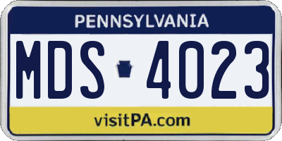 PA license plate MDS4023