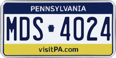 PA license plate MDS4024