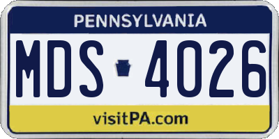 PA license plate MDS4026