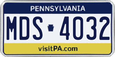 PA license plate MDS4032