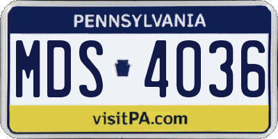 PA license plate MDS4036