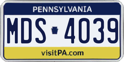 PA license plate MDS4039