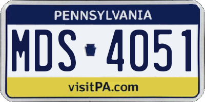 PA license plate MDS4051