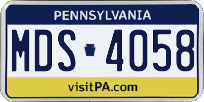 PA license plate MDS4058