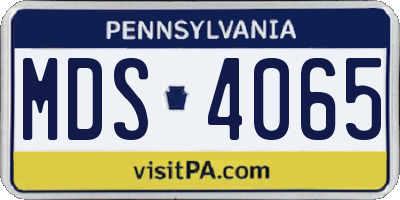PA license plate MDS4065