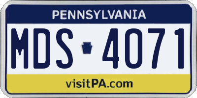 PA license plate MDS4071