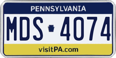 PA license plate MDS4074