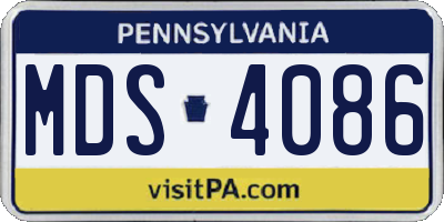 PA license plate MDS4086