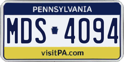 PA license plate MDS4094