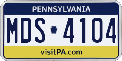 PA license plate MDS4104