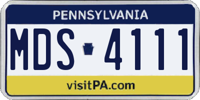 PA license plate MDS4111