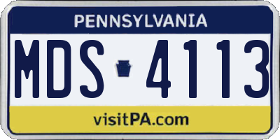 PA license plate MDS4113