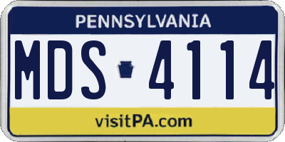 PA license plate MDS4114