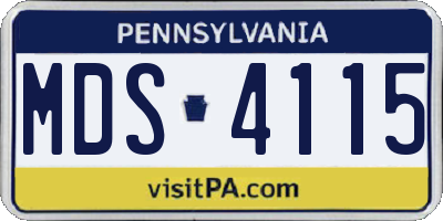PA license plate MDS4115