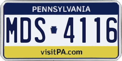 PA license plate MDS4116