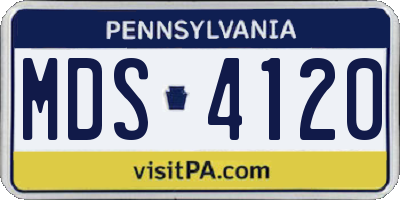 PA license plate MDS4120