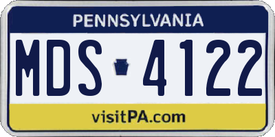 PA license plate MDS4122