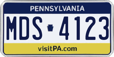 PA license plate MDS4123