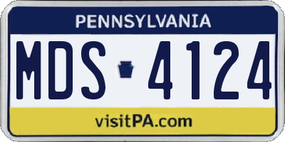 PA license plate MDS4124