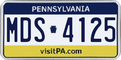 PA license plate MDS4125