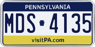 PA license plate MDS4135