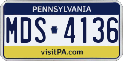 PA license plate MDS4136