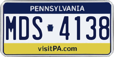 PA license plate MDS4138