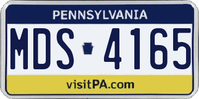 PA license plate MDS4165