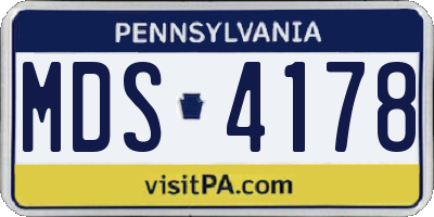PA license plate MDS4178