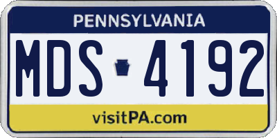PA license plate MDS4192