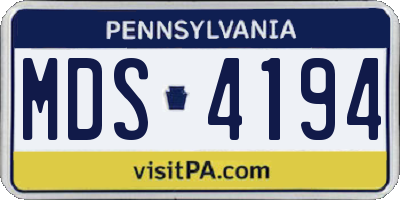 PA license plate MDS4194