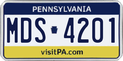 PA license plate MDS4201