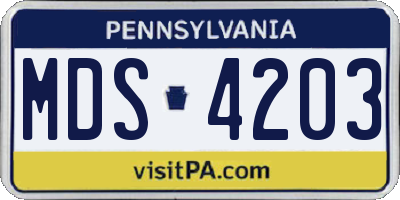 PA license plate MDS4203