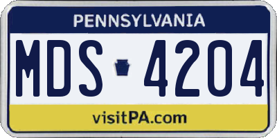 PA license plate MDS4204